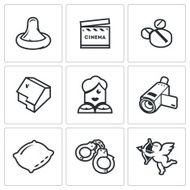 Erotic movies icons set Vector Illustration N2