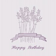 Romantic birthday card with lavender bouquet invitation vector N2