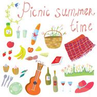 Picnic objects for romantic summer date