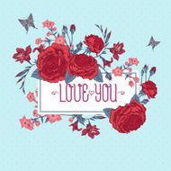 Beautiful Victorian Roses in Vintage Style for Invitation Card N5