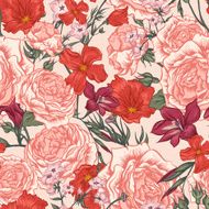 Beautiful Seamless Background with Victorian Roses in Vintage Style N3