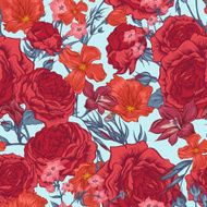 Beautiful Seamless Background with Victorian Roses in Vintage Style N4