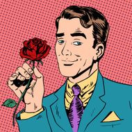 man flower Dating love meeting art pop retro vintage