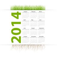 Vector simple 2014 Calendar Grass style N2