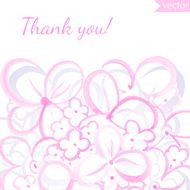Thank you card with hand drawn watercolor flowers N5