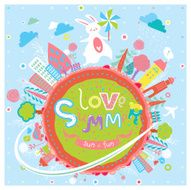 Cute summer greeting card in vector N3