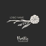 Rustic premade typographic logo design with flowers branches and feathers