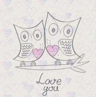 Cute loving owls