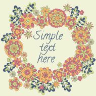 Cute retro flowers arranged in a shape of the wreath N4
