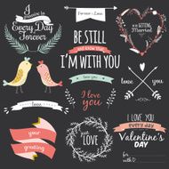 Romantic hand drawn collection of laurels wreaths and floral elements N25