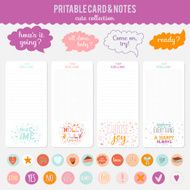 Set of cards notes and stickers with cute illustrations N47