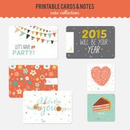 Set of cards notes and stickers with cute illustrations N50