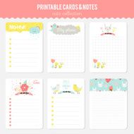 Set of cards notes and stickers with cute illustrations N55