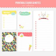 Set of cards notes and stickers with cute illustrations N61