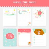 Set of cards notes and stickers with cute illustrations N62