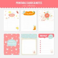Set of cards notes and stickers with cute illustrations N63