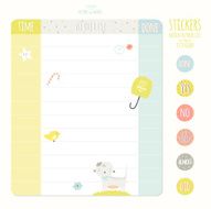 Set of cards notes and stickers with cute illustrations N70