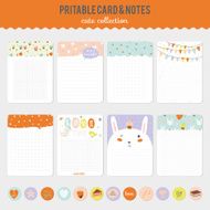 Set of cards notes and stickers with cute illustrations N72