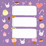 Set of cards notes and stickers with cute illustrations N73