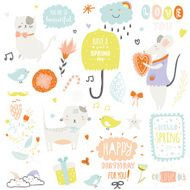 Cute print illustration with spring ans summer elements N6