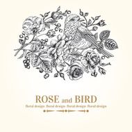 Card with bird and roses