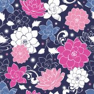 Dark grey pink floaral seamless pattern