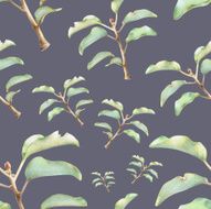 Seamless pattern with beautiful spring plants N2