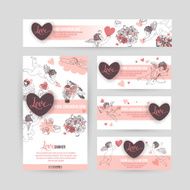 Corporate identity business set design with angels hearts and flowers