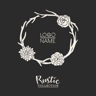 Rustic premade typographic logo with flowers and branches N2