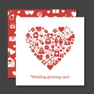 Wedding greeting card and seamless pattern