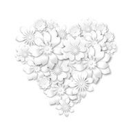 heart shape composed from white flowers