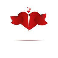 vector heart shape birds kissing each other