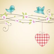 Card design with heart and birds