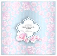 Marriage invitation card with place for text and pink flowers N7