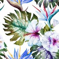 Watercolor hibiscus patterns N2