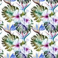 Watercolor hibiscus patterns N3