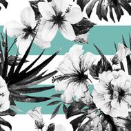 Watercolor hibiscus patterns N4