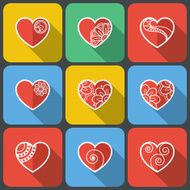 Set of Flat Heart Icons N2