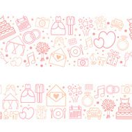 Seamless vector pattern borders of wedding icons N2