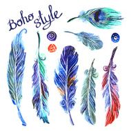 watercolor illustration feathers N3