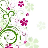 Abstract floral background with leaves and butterflies
