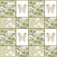 Seamless retro roses butterfly pattern N2