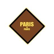Paris yellow stamp text on brown background