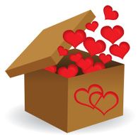 Vector background with open heart gift