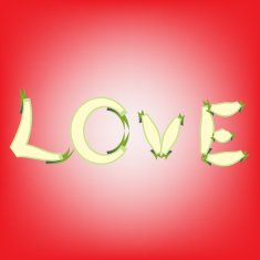 abstract magic love text on red background