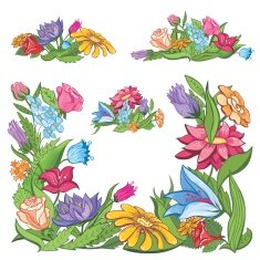 Vector bright flower frame N3