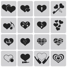 Vector black hearts icons set2 Illustration eps10