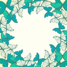 Round frame with decorative butterflies N6