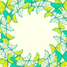 Round frame with decorative butterflies N7