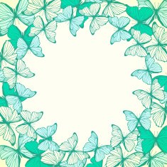 Round frame with decorative butterflies N8